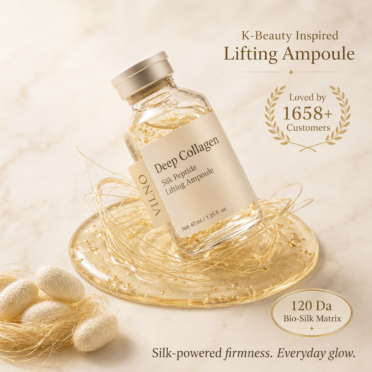Korean Silk Collagen Lifting Serum – Glass Skin Glow Ampoule
