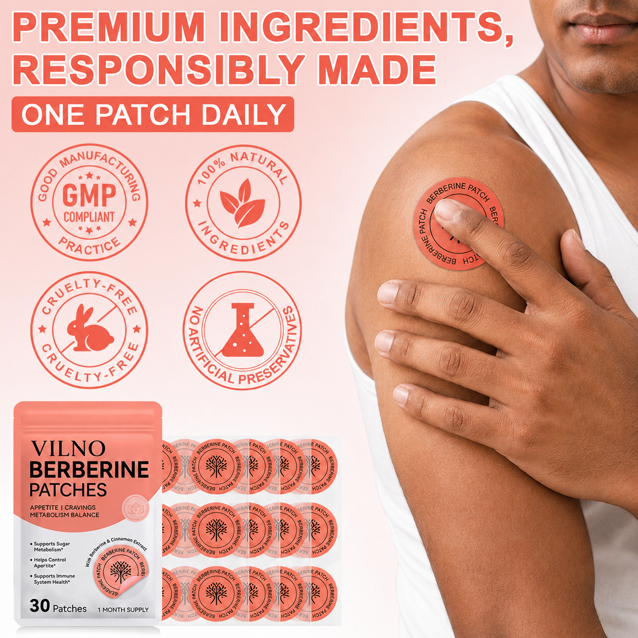SlimControl Berberine Herbal Patches for Appetite Support