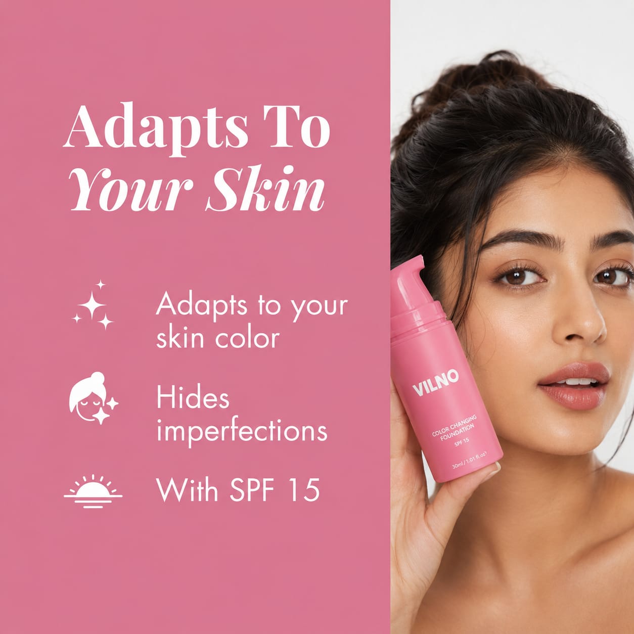 Color Changing Foundation, Skin Tone Adapting Liquid Foundation